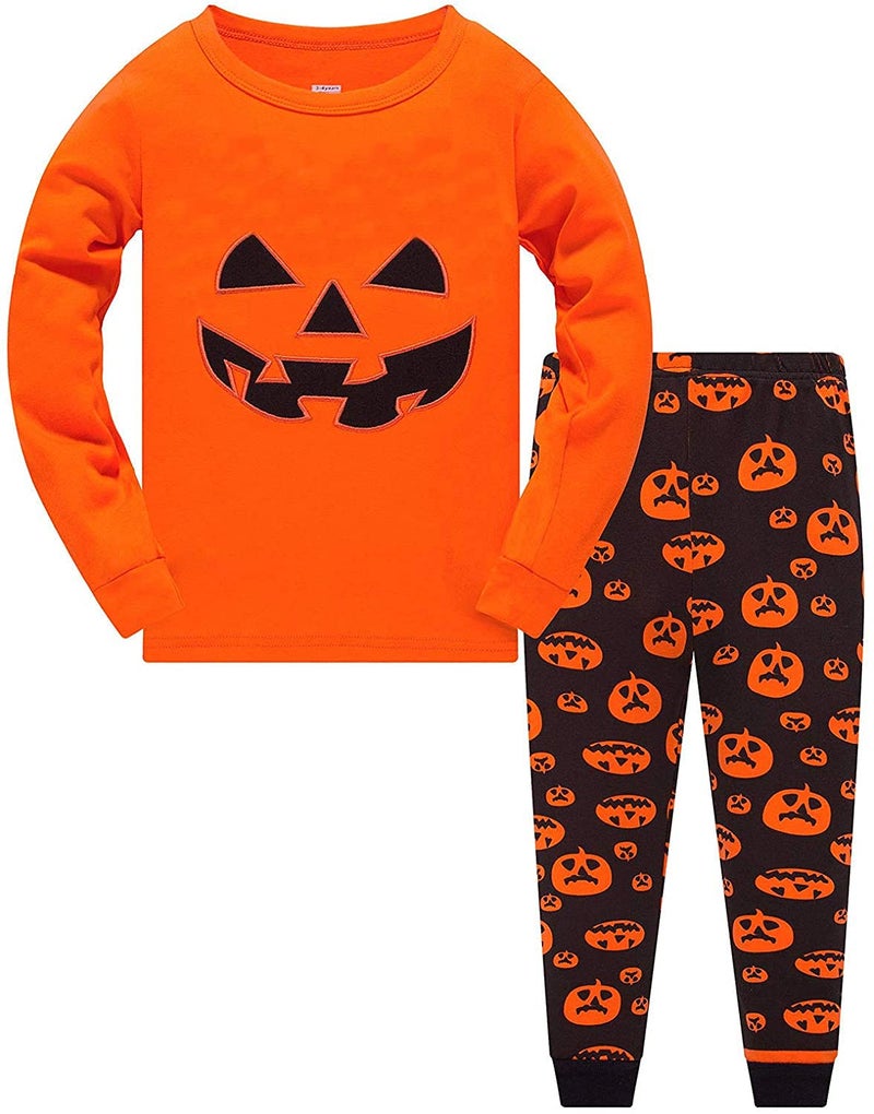CM-Kid Little Boys Girls Halloween Pajamas Sets Toddler Pumpkin Pjs for Boy Jammies 100% Cotton Sleepwear Kids Clothes Sets Size 3T - Image 1